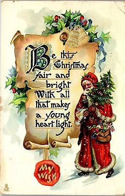 Vintage Christmas Postcard Santa Tuck's Santa Claus Scrolls Series Seal 1914 525 • $9.98