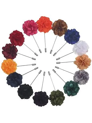 Pangda 15 Pieces Men's Lapel Pin Handmade Satin Flower Boutonniere Pin With G... • $20.72
