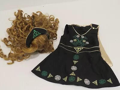 American Girl Outfit Doll Clothes Dress Head Band Wig Irish Dance Costume Lot • $50.71