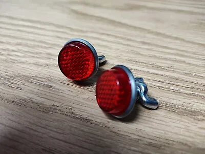 Vintage Bike Bicycle License Plate Reflectors Red Hub Shiner Reflector Wing Nut • $15.99