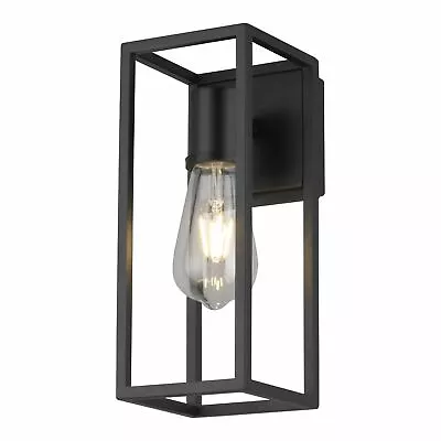 Modern Black Outdoor Garden Porch Lantern IP44 Wall Light • £16.99