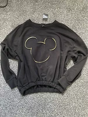 George Asda Black Disney Mickey Minnie Mouse Jumper Crop Pullover New Tagged S • £15