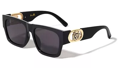 Sunglasses Men Black Lens Vintage Gold Lion Head Rapper Shades New Style Model • $12.99