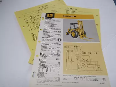 John Deere 480 Forklift 2 Page Sheet With Prices VG Condition • $45