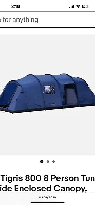 Vango Tigris 800 8 Person Tunnel Tent Side Enclosed Canopy Footprint  & Carpet • £250