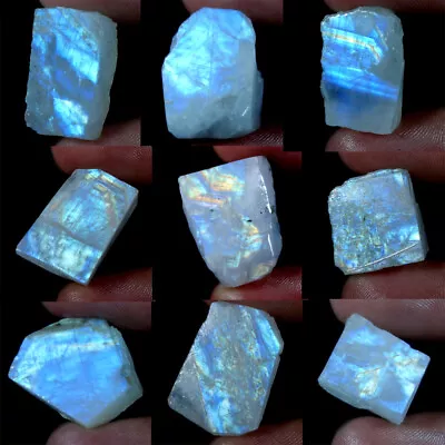 Beautiful 100% Natural Blue Fire Rainbow Moonstone Rough Gemstone DU20-022 • $5.99