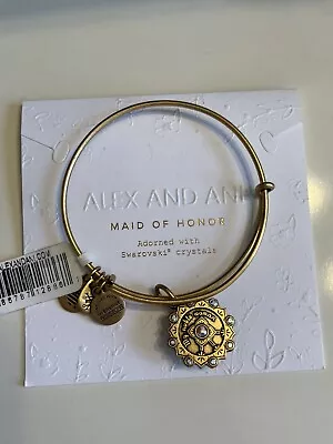 NWT Alex And Ani Maid Of Honor Charm Bangle With Swarovski Crystal Gold • $17