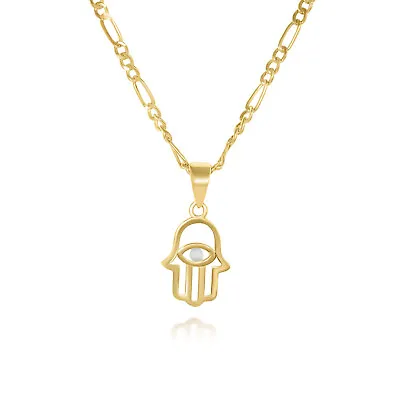 14k Two Tone Gold Hand Of God Pendant Necklace • £189.04