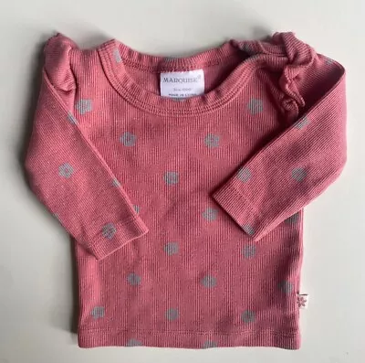 Marquise Baby Girl Size 0-3 Months Pink Ribbed Long Sleeve Top Flowers VGUC • $8.95