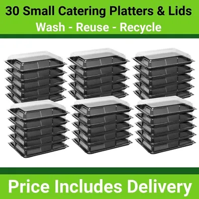 £44.50 • Buy 30 X Small Catering Platters/Trays & Lids | For Sandwiches, Buffets And Parties