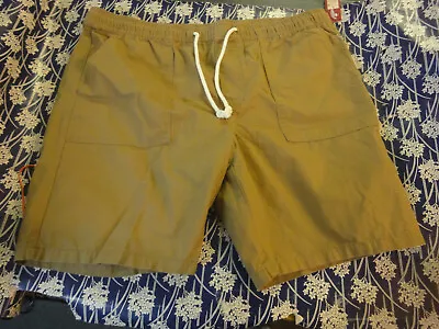 Merona Mens L Tan Elastic Drawstring Waist  With Pockets Shorts NWT • $6.99