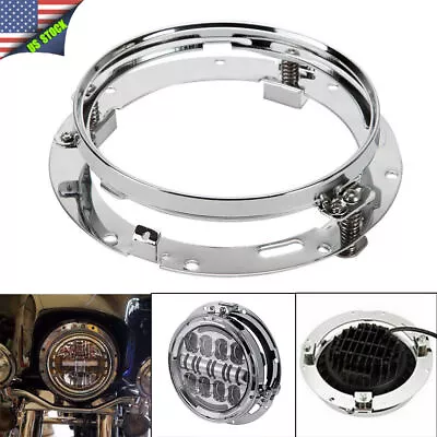 $33.99 • Buy 7  LED Headlight Mounting Ring Bracket Round For Yamaha V-Star XVS 650 950 1100
