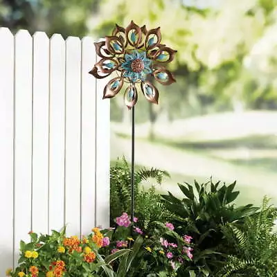 The Mainstays 52.2 H Patina Metal Flower Wind Spinner • $22.29