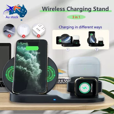 Wireless Charger Stand 3in1 Qi Charging Dock For Samsung IPhone Watch AU • $29.88