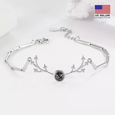 Fashion Women 925 Sterling Silver Wrist Crystal Elk Antlers Style Bracelet 2037 • $6.99