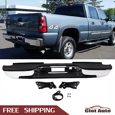 Chrome Rear Bumper Assembly For 1999-2006 Chevy Silverado GMC Sierra 2500HD 3500 • $145.59