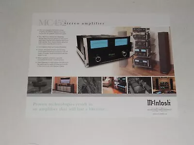 McIntosh MC452 Stereo Amplifier Brochure Specs Info 2 Pgs • $12