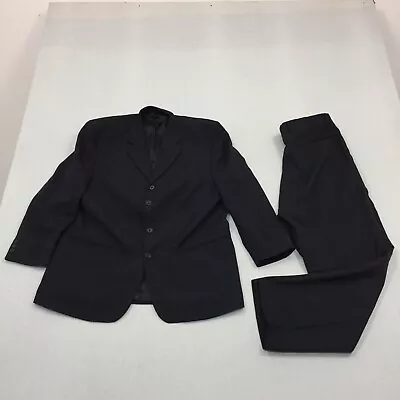 Candidate 3 Piece Suit Blazer 44s Trousers 36W 29L Black Wool Mix • $36.98