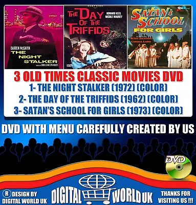 3 MOVIES DVD The Night Stalker The Day Of The TriffidsSatan's School For Girls • £4.69