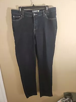 Venezia Jeans Blue Denim Tapered Leg Dark Wash Button Zip Stretch Size 2/16 • $8