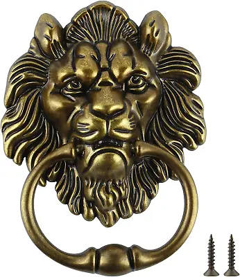 MOLIGOU Lion Head Door Knocker 6 Inch Decorative Front Door Knocker Antique Li • $19.98