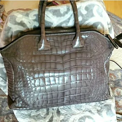 Zagliani AUTHENTIC TOMODACHI CROCODILE BAG RARE EXCLUSIVE SHINY GREY COLOR ITALY • $8500