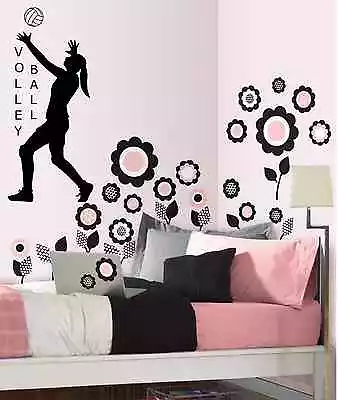 Volleyball Girls Wall Decal Sports Decal Girls Volleyball Black Or White • $8.95