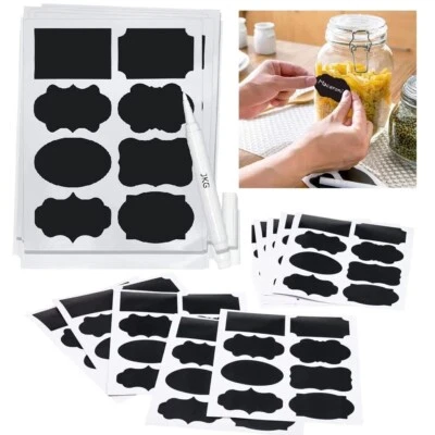 £2.99 • Buy 40 Chalk Labels With Pen Set Blackboard Chalkboard Label Pantry Jam Jar Stickers
