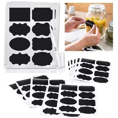 40 Chalk Labels With Pen Set Blackboard Chalkboard Label Pantry Jam Jar Stickers • £2.99