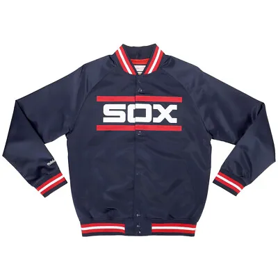 Mitchell & Ness Lightweight Satin Jacket Mens Blue Casual Athletic Outerwear STJ • $49.99