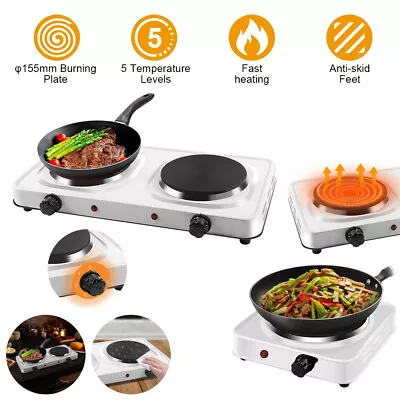 Double Single Hot Plate Electric Cooker Portable Table Top Hob Stove 1000/2000W • £12.49