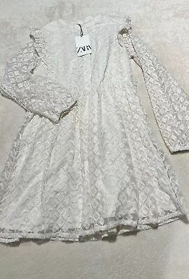 $43 • Buy Zara Girls Long Sleeve Lace Ivory Dress Size 13/14