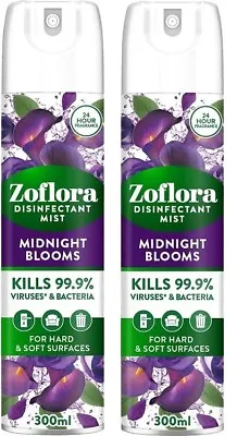 Zoflora Midnight Blooms Disinfectant Aerosol Air Freshener Spray - 2 X 300 Ml • £8.94