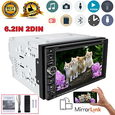 6.2  2 DIN Car MP5 Player Bluetooth Touch Screen Stereo Radio+Rearview Camera • $113.28