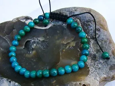 £5.99 • Buy Gemstone Shamballa Bracelet Green Blue Beads 6mm