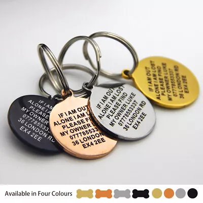 £3.49 • Buy Personalised Dog Tag ID Name Tag Double Sided Engraved Dog Cat Pets Name Collar