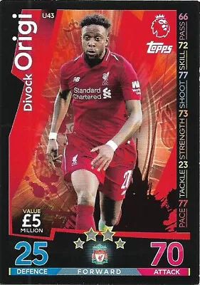 Match Attax Extra 18-19 Trading Card No U43 Divock Origi Liverpool Update • £1.29