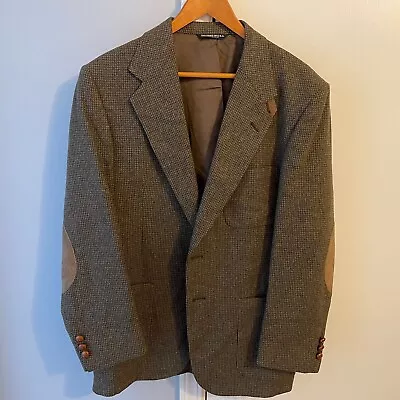 VTG Stafford Tweed Blazer Jacket Mens 39R Brown Elbow Patch Wool • $49.97