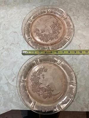 2 Vintage Federal Pink Depression Glass Sharon Cabbage Rose Dinner Plate 9  • $7.54