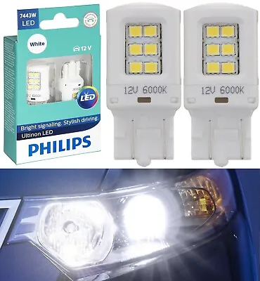 Philips Ultinon LED Light 7443 White 6000K Two Bulbs DRL Daytime Light Replace • $23.75