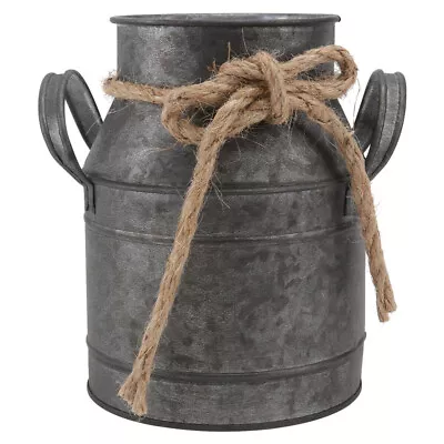 Rustic Vase Metal Flower Bucket Galvanized Planters Tall Planter Farmhouse Style • £12.45