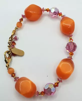 Dabby Reid Bracelet Semi Precious An Crystal Bracelet Orange An Pink Bracelet • $19.96