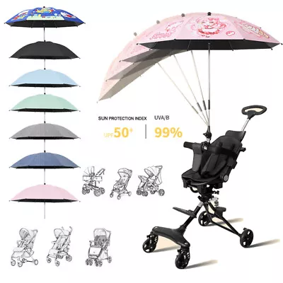 Universal Pram Umbrella Baby Parasol Buggy Push Chair UPF50+ Sun Shade Canopy • £11.33