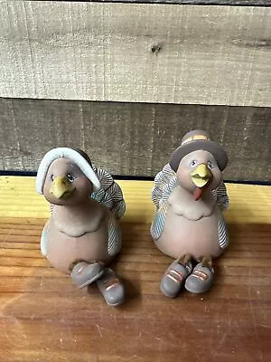 Vintage Ceramic Turkey Couple Shelf Sitters Thanksgiving Fall Autumn • $30