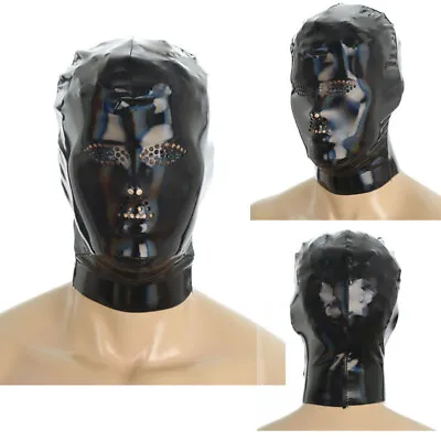 Unisex Hood Costume Mask Latex Veil Cosplay Role Play Balaclava Clubwear Black • $8.36