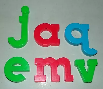 6 Vintage 1986 Fisher-Price Magnetic Letters Lower Case 6621 ( J A Q E M V) VGUC • $3.99