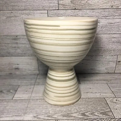 McCoy Pottery MCM Harmony Green Striped Pedestal Goblet Planter Vase • $30