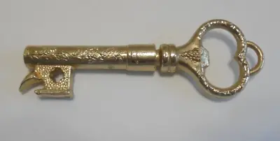 Vintage Gold Tone Key Shaped Wine Opener - Corkscrew - Bottle Opener • $14.95