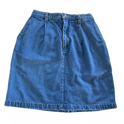 Eddie Bauer Skirt Womens 6 Petite Medium Wash Blue Denim Mini Jean A Line Cotton • $11.99