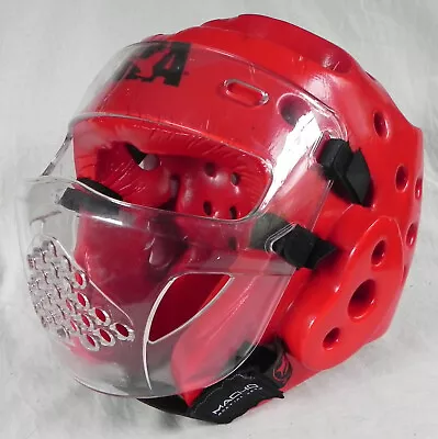 ATA Sparring Helmet Sz L Red Face Shield Macho Martial Arts HRCA140 Head Gear • $27.50